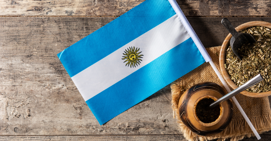 Argentinsk, brasiliansk og uruguayansk mate og fotballspillere 